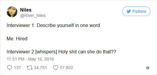 river_niles one word hired tweet