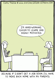 woman job interview cartoon