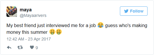 best friend hired me tweet