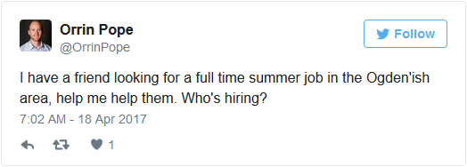friend looking summer job tweet