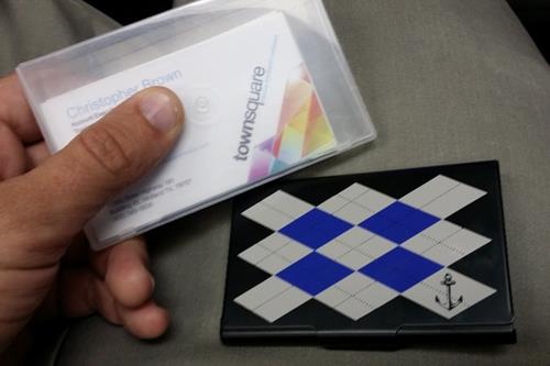 luxurious argyle with anchor business card holder