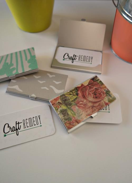 wallpaper covered business card holder