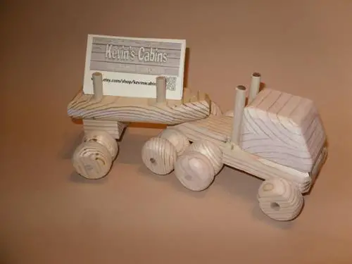 wooden toy truck business card holder