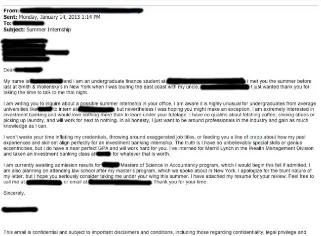 summer internship cover letter