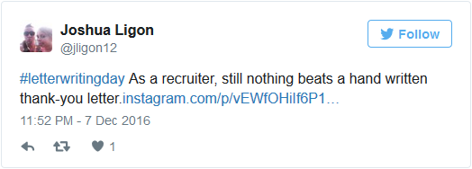 recruiter tweet handwritten thank you letter