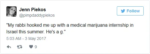 jenn piekos rabbi medical marijuana internship tweet