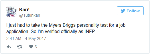 kari-mbti-test-results-tweet