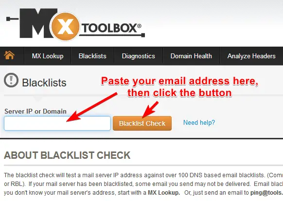 check blacklist mail server