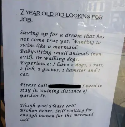 7 year old kid funny job ads