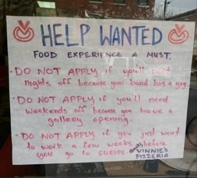 pizzeria funny job ads