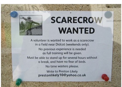 scarecrow funny job ads