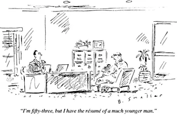 Older job seeker cartoon