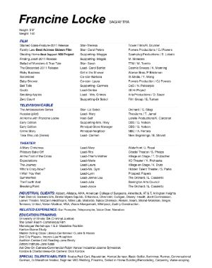 francine locke actor resume