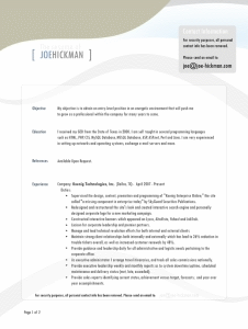 Joe Hickman beautiful resume