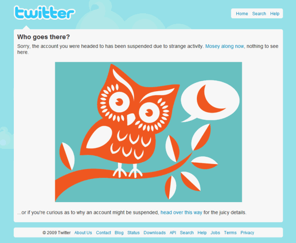 Suspended Twitter account