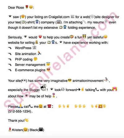 emojis in a resume cover letter sample