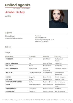 anabel kutay acting resume