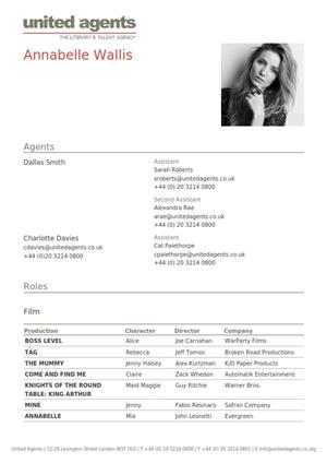 annabelle wallis acting resume