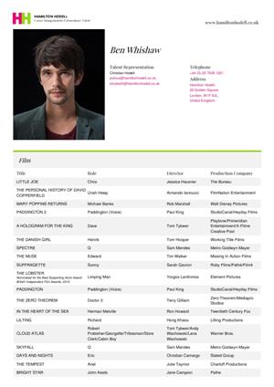 ben whishaw acting resume