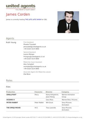 james corden acting resume