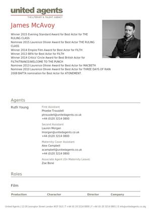 james mcavoy acting resume