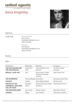 keira knightley acting resume