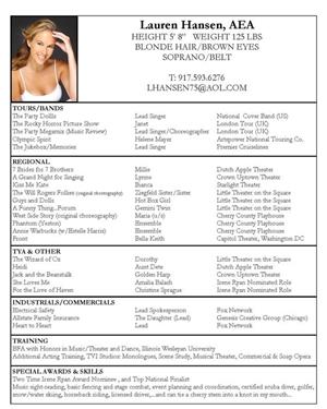 lauren hansen actor resume