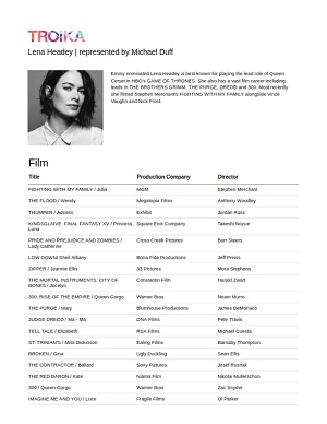 lena headey acting resume