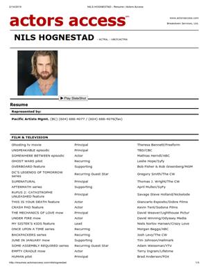 nils hognestad acting resume