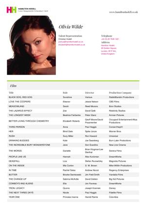 olivia wilde acting resume