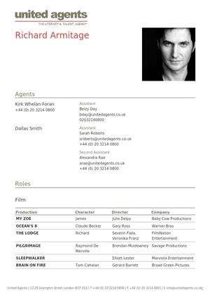 richard armitage acting resume