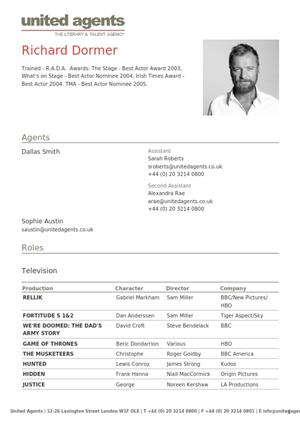 richard dormer acting resume