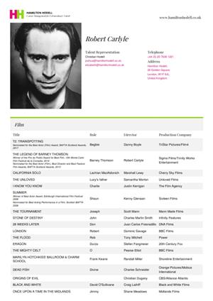 robert carlyle acting resume