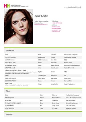 rose leslie acting resume