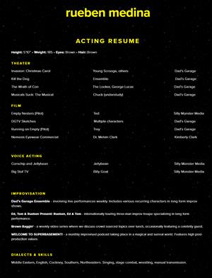 rueben medina actor resume