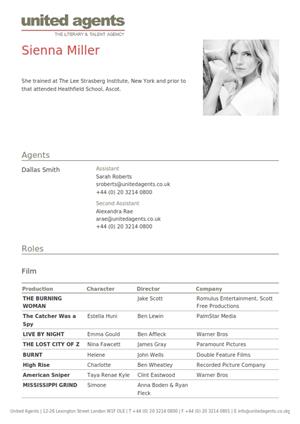 sienna miller acting resume