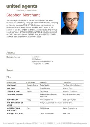 stephen merchant acting resume