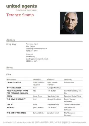 terence stamp acting resume