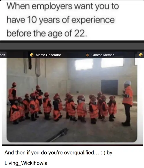 10 years experience overqualified meme