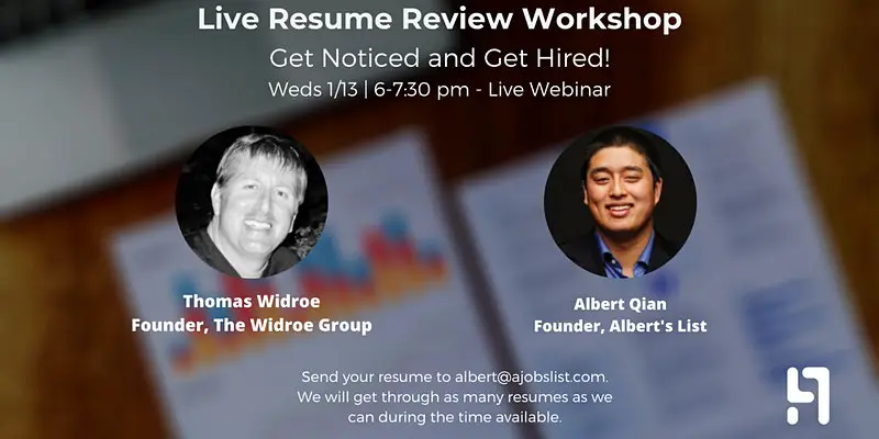 Live Resume Review Workshop: Get Noticed and Get Hired!