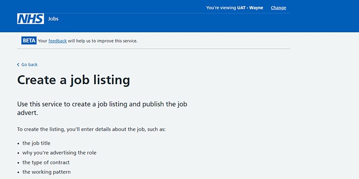 How to create a job listing using the new NHS Jobs service